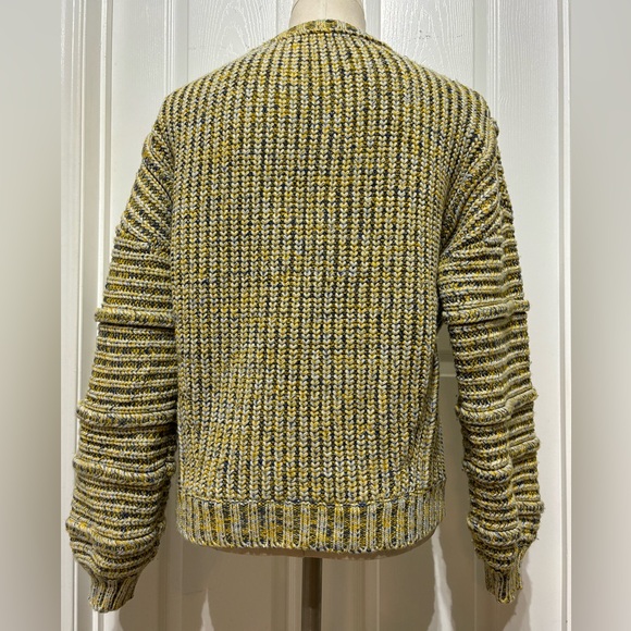 Maje Mous Oversized Yellow Multi Marled Chunky Ribbed Knit Wool Blend Sweater - Picture 9 of 14